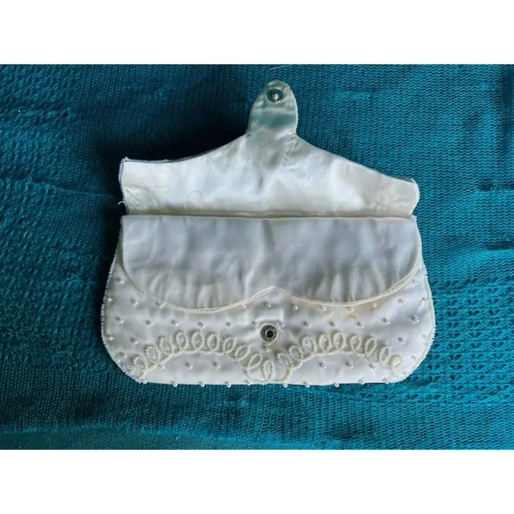 beaded clutch beaded cream bridal